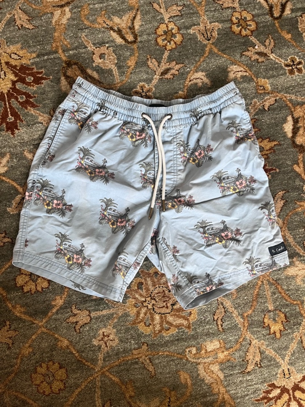 Barney Cools Light Blue Tropical Print Swim Shorts